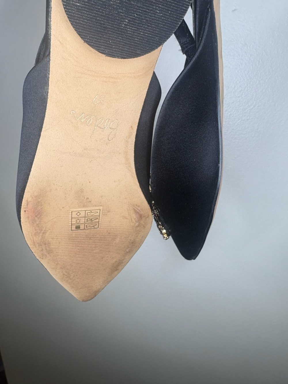 Boden Black Pointed Toe Slingback Flats with Crystal Wreath - Picture 3 of 3
